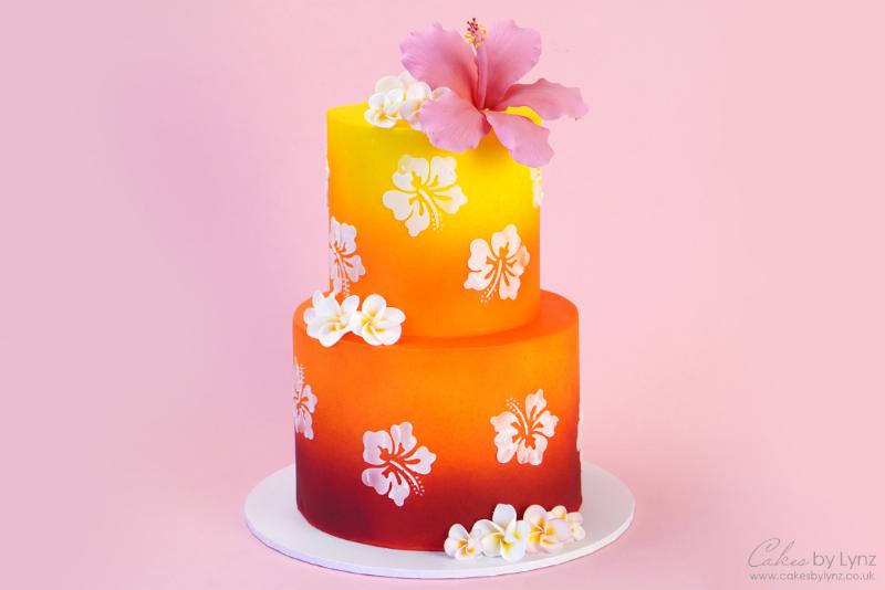 Airbrushed Ombre Cake with Stenciled Design