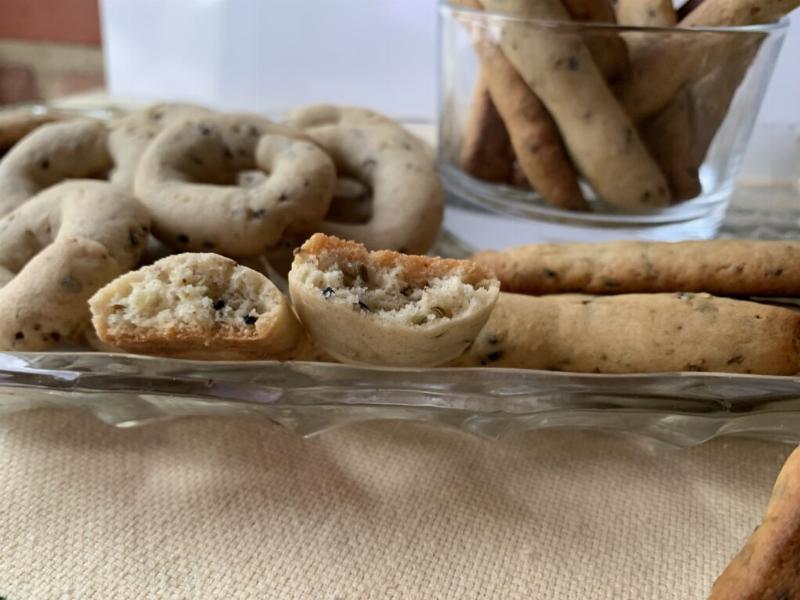 Ingredients for anise cookies arranged for baking