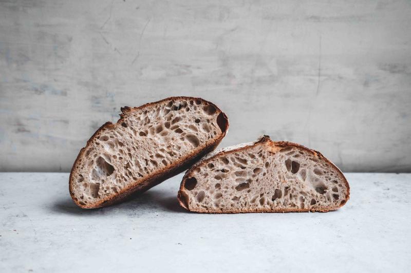 Baked Bread Showing Open Crumb