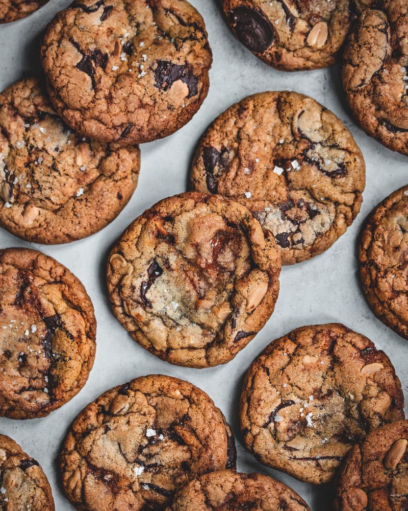 Freshly Baked Caramel Cookies Cooling on a Wire Rack