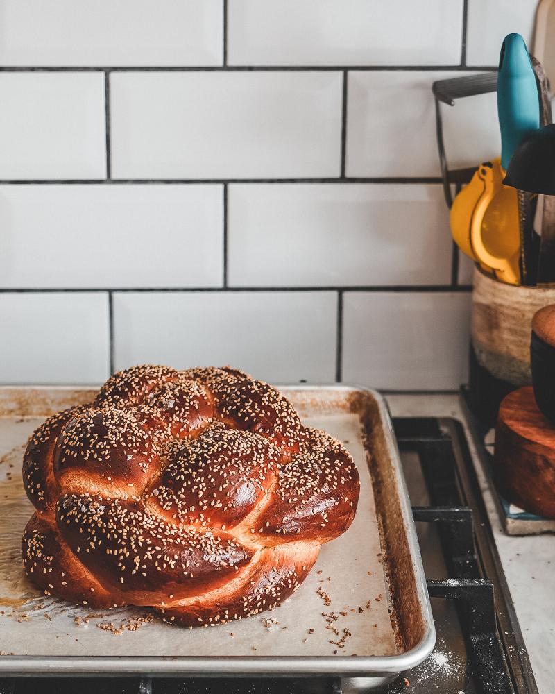 Golden Brown Baked Challah Loaf