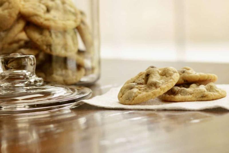 Freshly Baked Chocolate Chip Cookies on a Cooling Rack