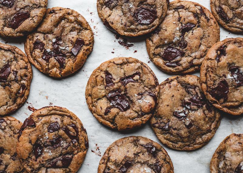 Baked Chocolate Mint Cookies on a Cooling Rack