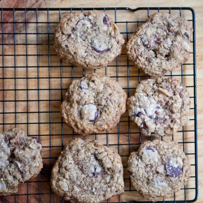 Baked Cocoa Cookies on a Cooling Rack