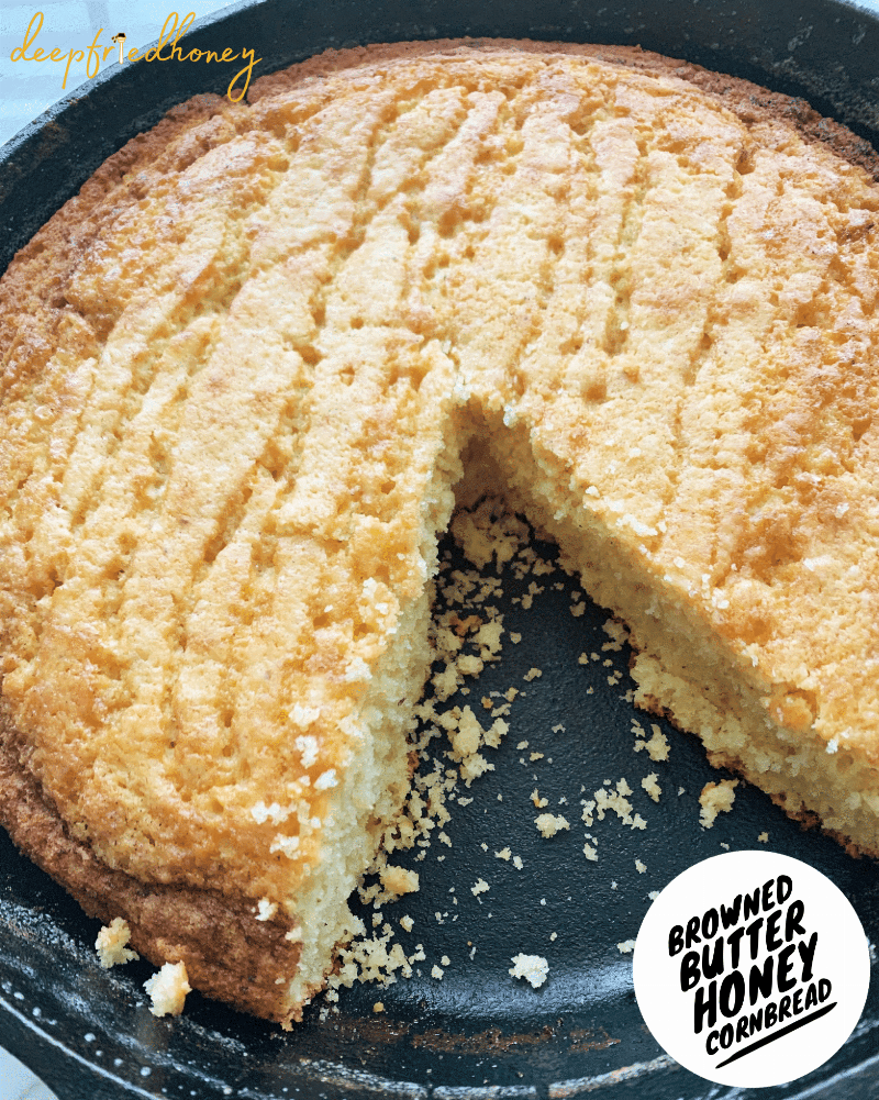 Golden Brown Cornbread in a Skillet