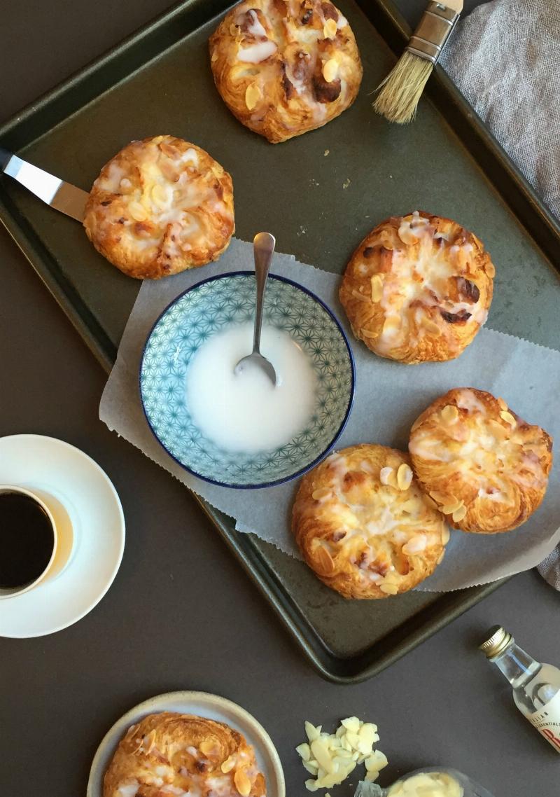 Baked Danish Pastries with Different Fillings