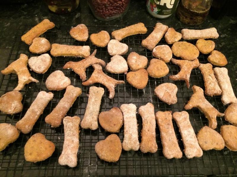 Freshly Baked Dog Cookies Cooling on a Wire Rack