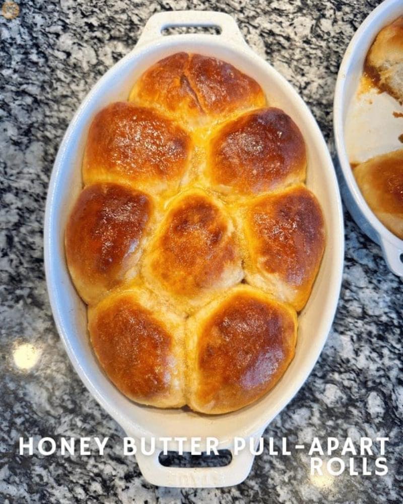 Delicious, golden-brown pull-apart dinner rolls, fresh from the oven.