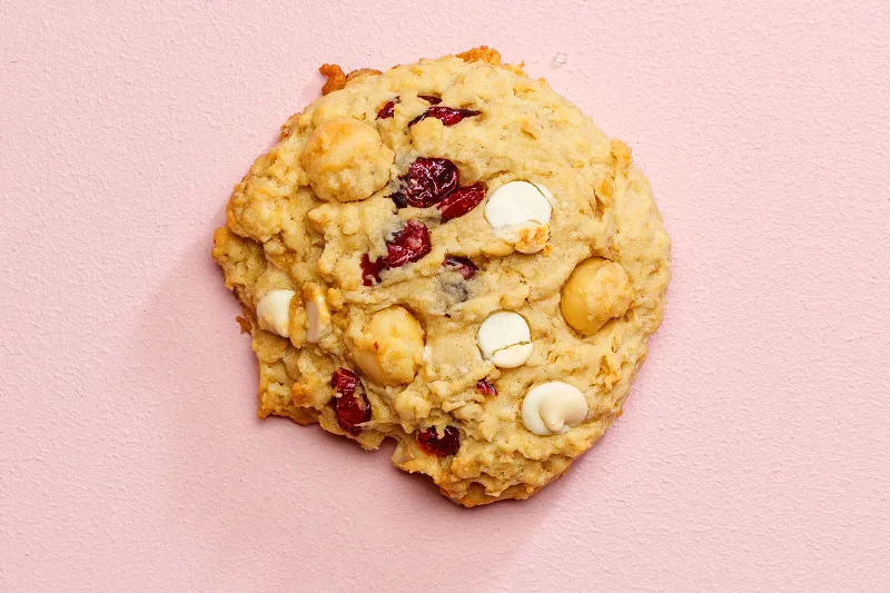 Golden Brown Baked White Chocolate Macadamia Nut Cookies