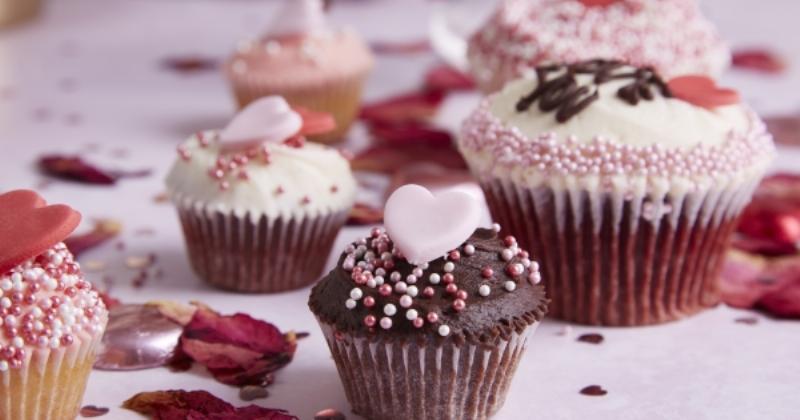 Bakery Display Case Featuring Red Velvet Cakes