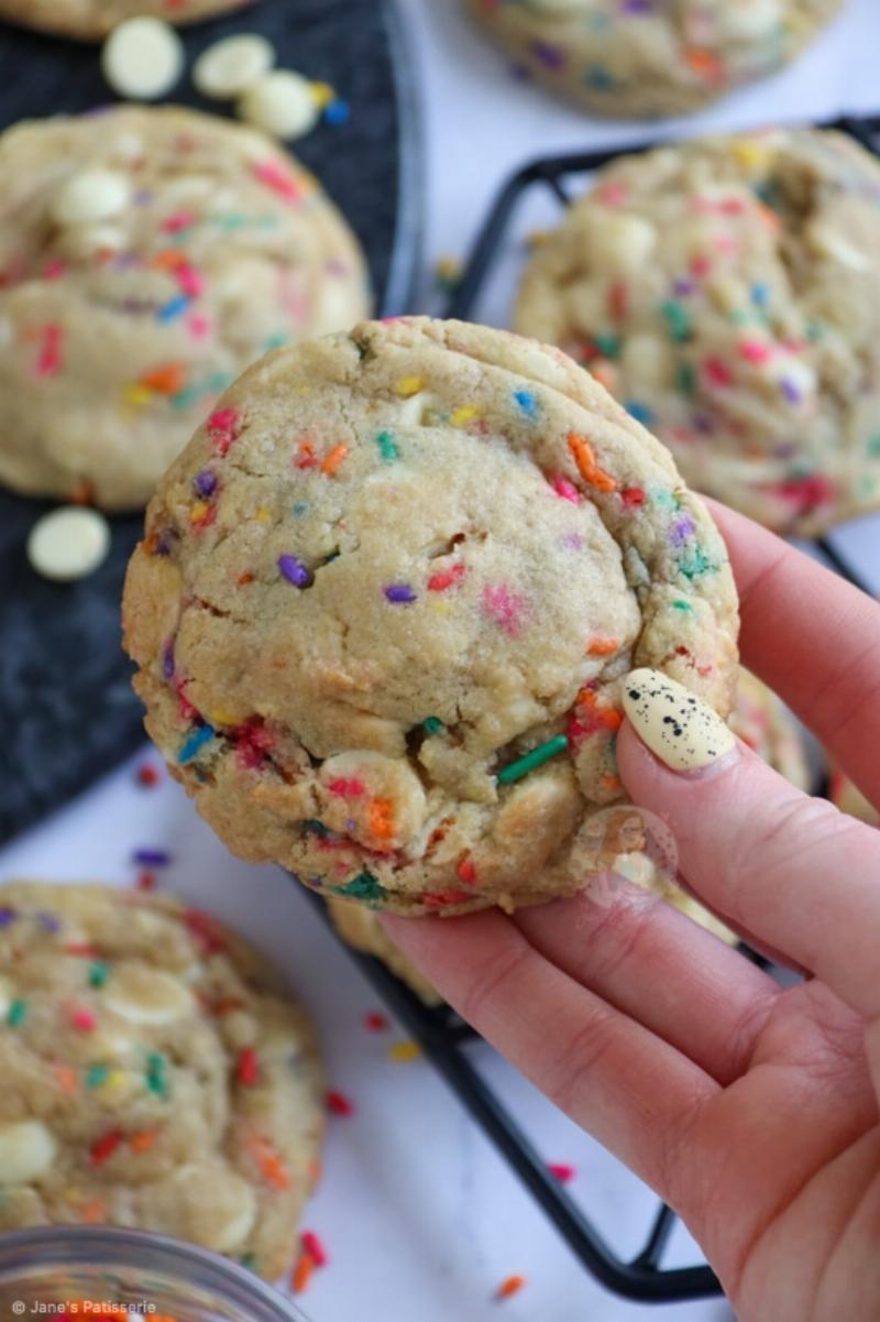 Baking Funfetti Cookies on a Tray