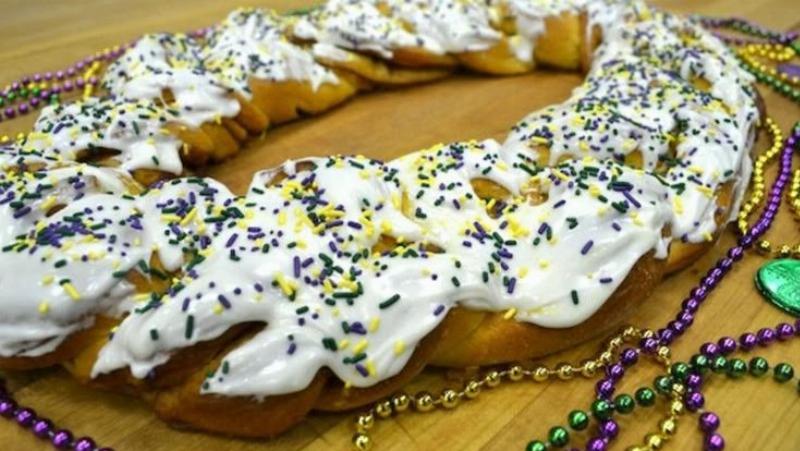 Traditional King Cake in New Orleans Bakery