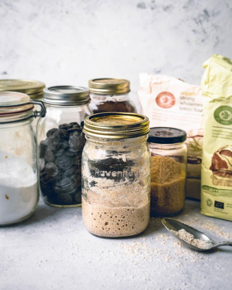 Active Sourdough Starter in a Jar