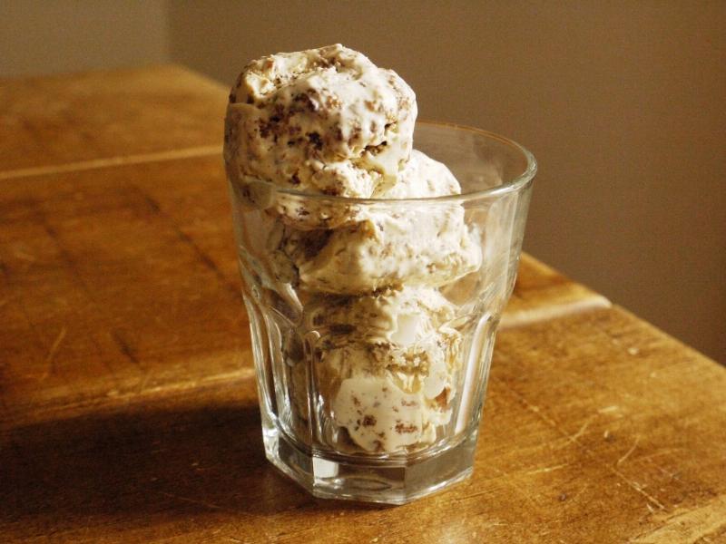 Serving Bread Pudding with Ice Cream