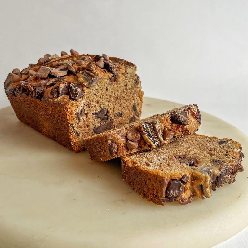 Chocolate Chip Banana Bread with Melted Chocolate