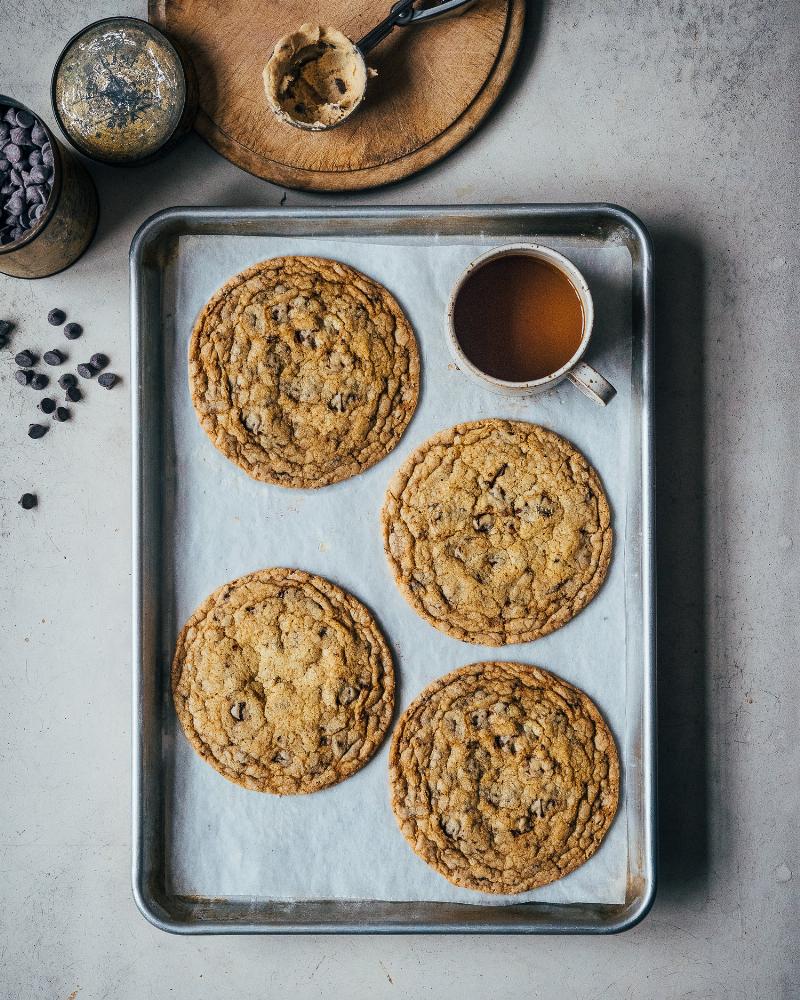 Chocolate Chip Cookies on a Baking Sheet