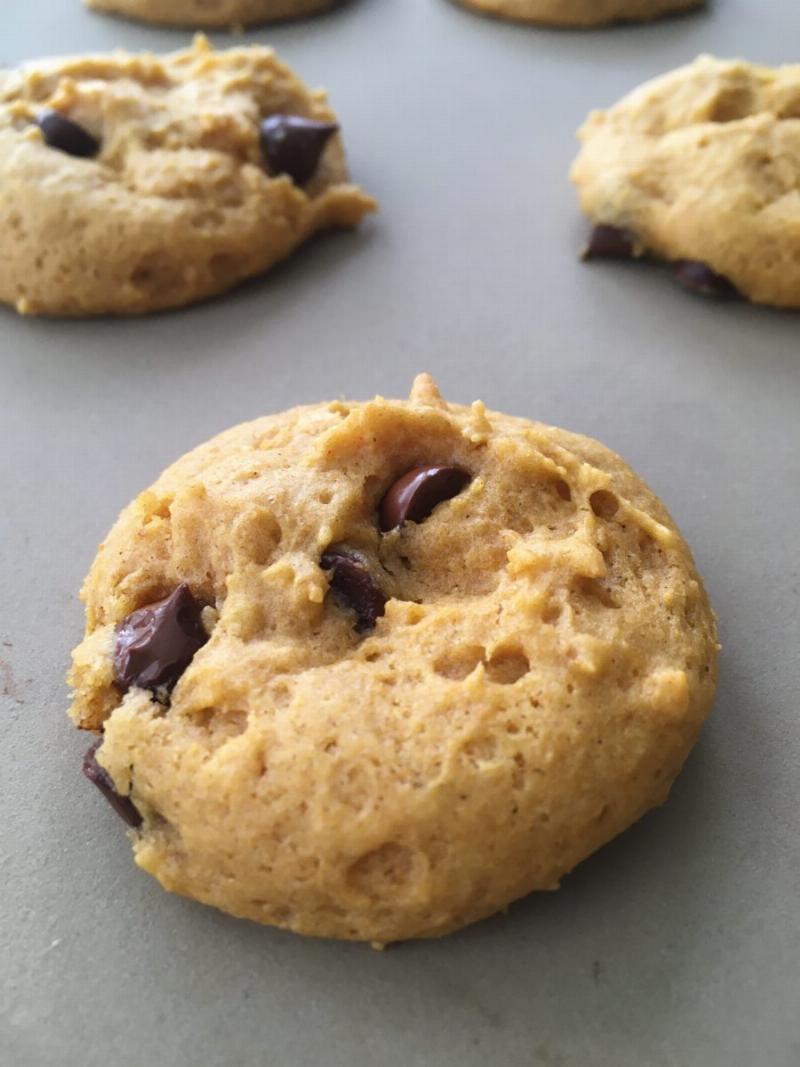 Chocolate chip cookies on baking stone