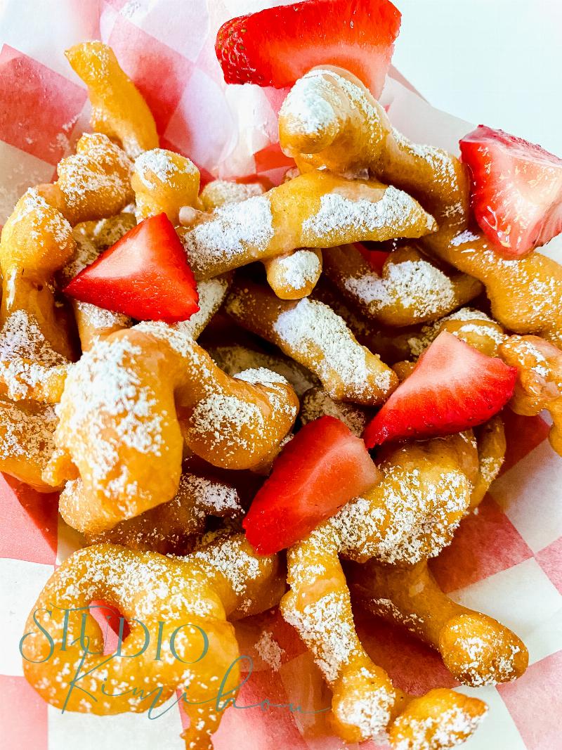 Chocolate Covered Funnel Cake with Sprinkles