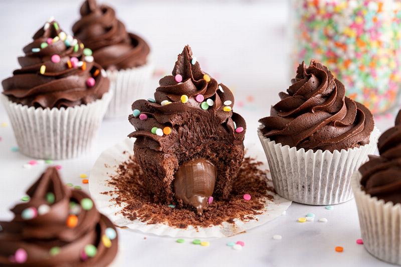 Various Frosting Options for Chocolate Cupcakes