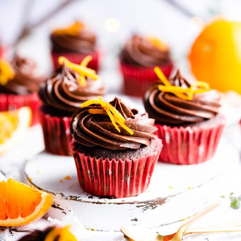 Mixing chocolate orange cupcake batter