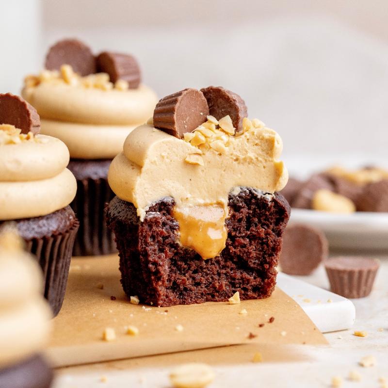 Chocolate Peanut Butter Cupcake Batter Being Mixed