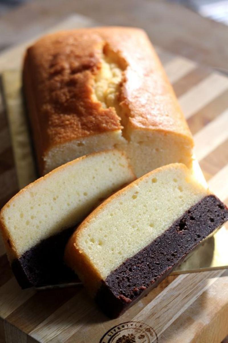 Slice of Chocolate Pound Cake on a Plate