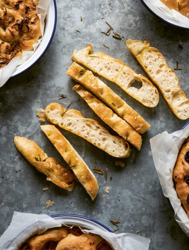 Classic Focaccia Bread Baking in the Oven