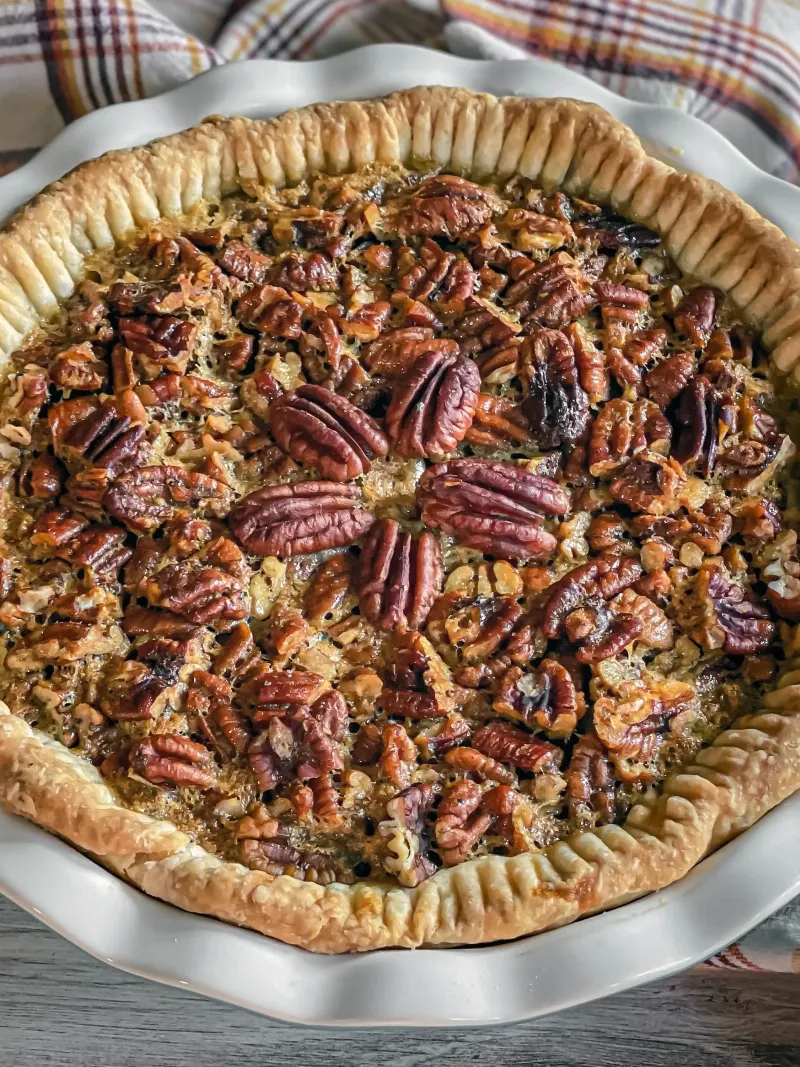 Classic Pecan Pie Baking in the Oven