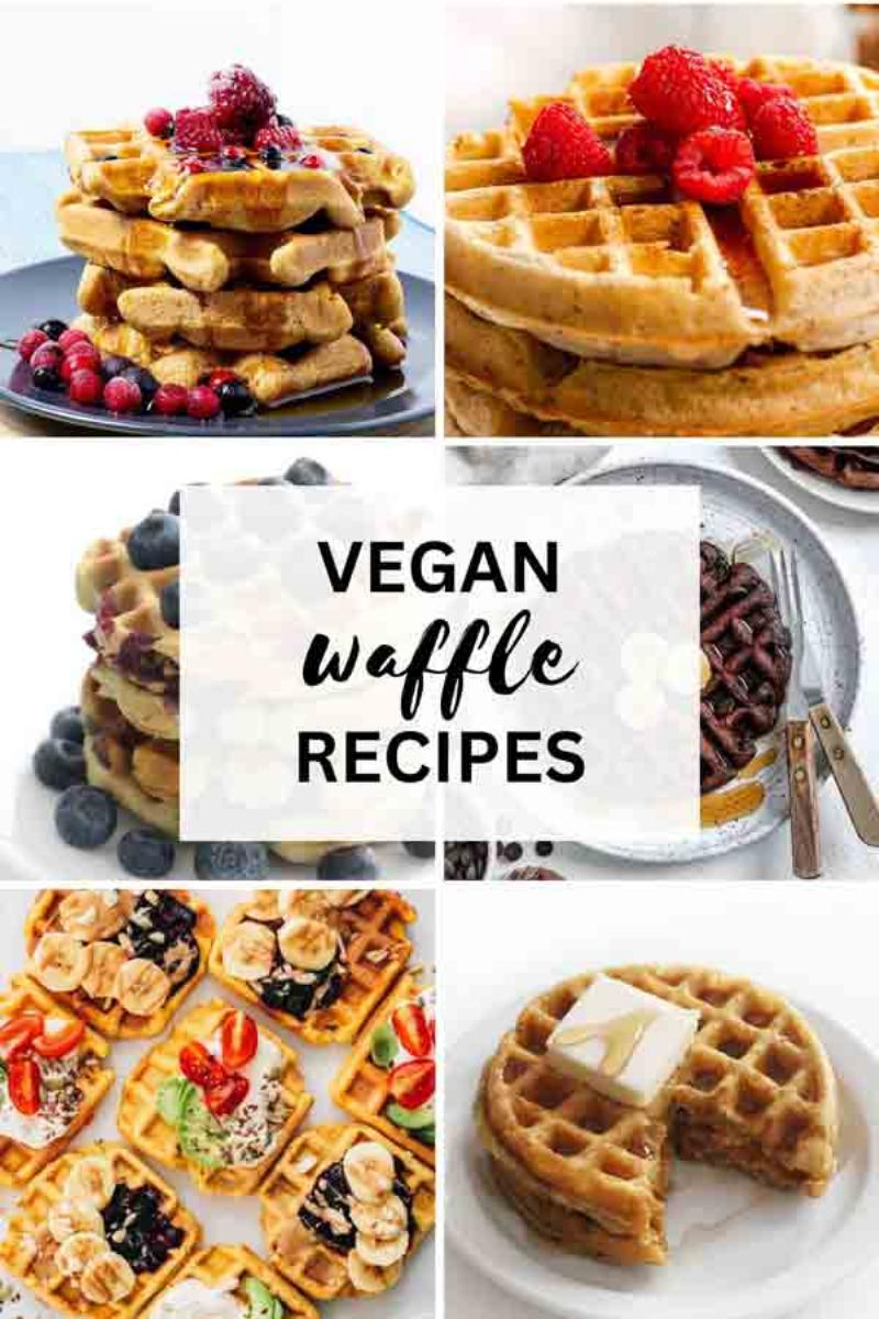 Golden brown classic vegan waffles on a plate