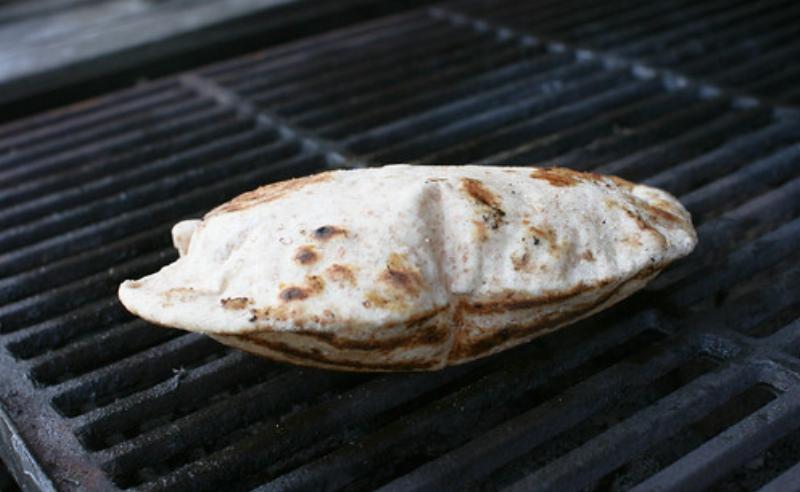 Cooked Pitta Bread On Griddle