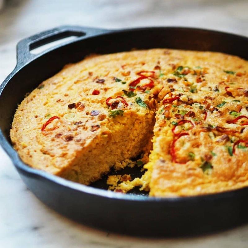 Bowl of Chili with a Slice of Cornbread