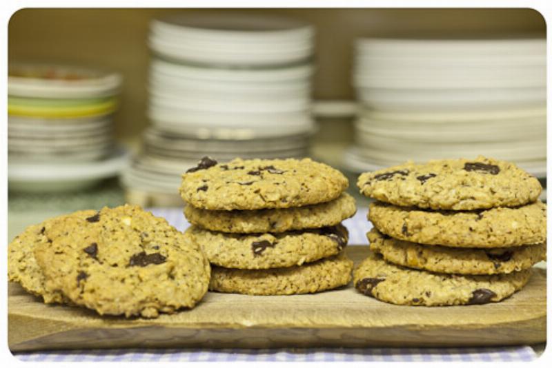 Scooping Cowboy Cookie Dough onto Baking Sheet