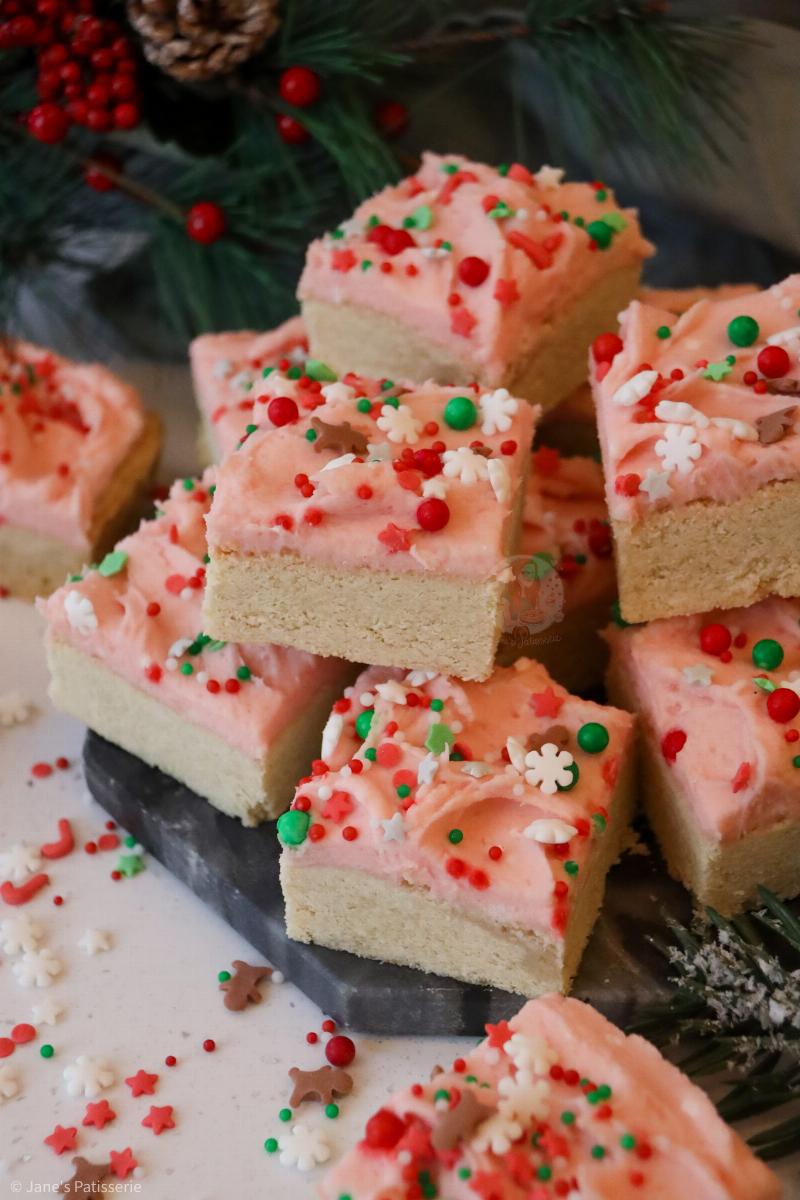 Decorated Christmas Sugar Cookies with Royal Icing and Sprinkles