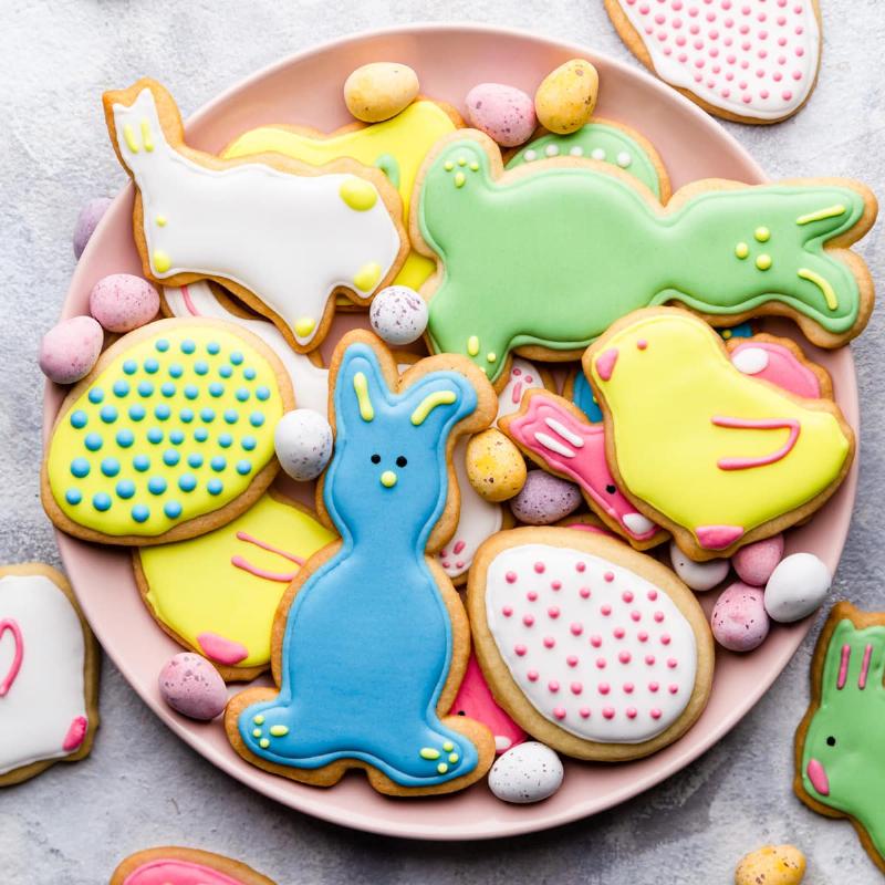 Variety of Decorated Easter Cookies