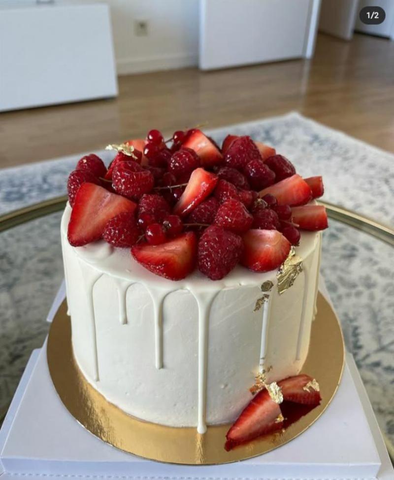 Decorated White Cake with Berries