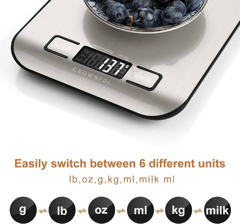 Digital Kitchen Scale with Tare Function and Multiple Units