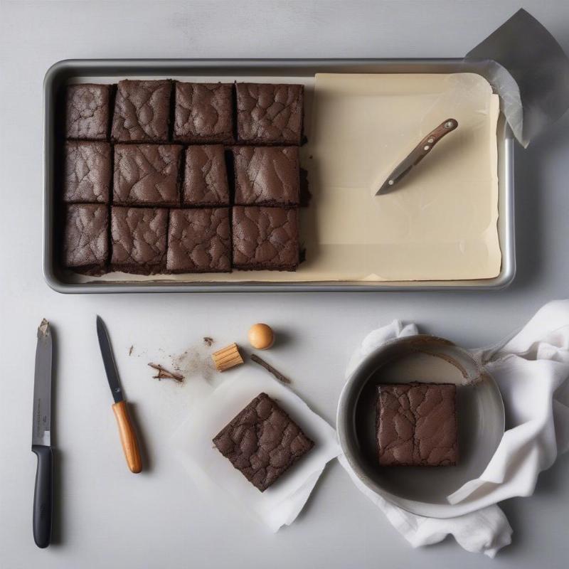 Cooled Brownies Ready to be Cut