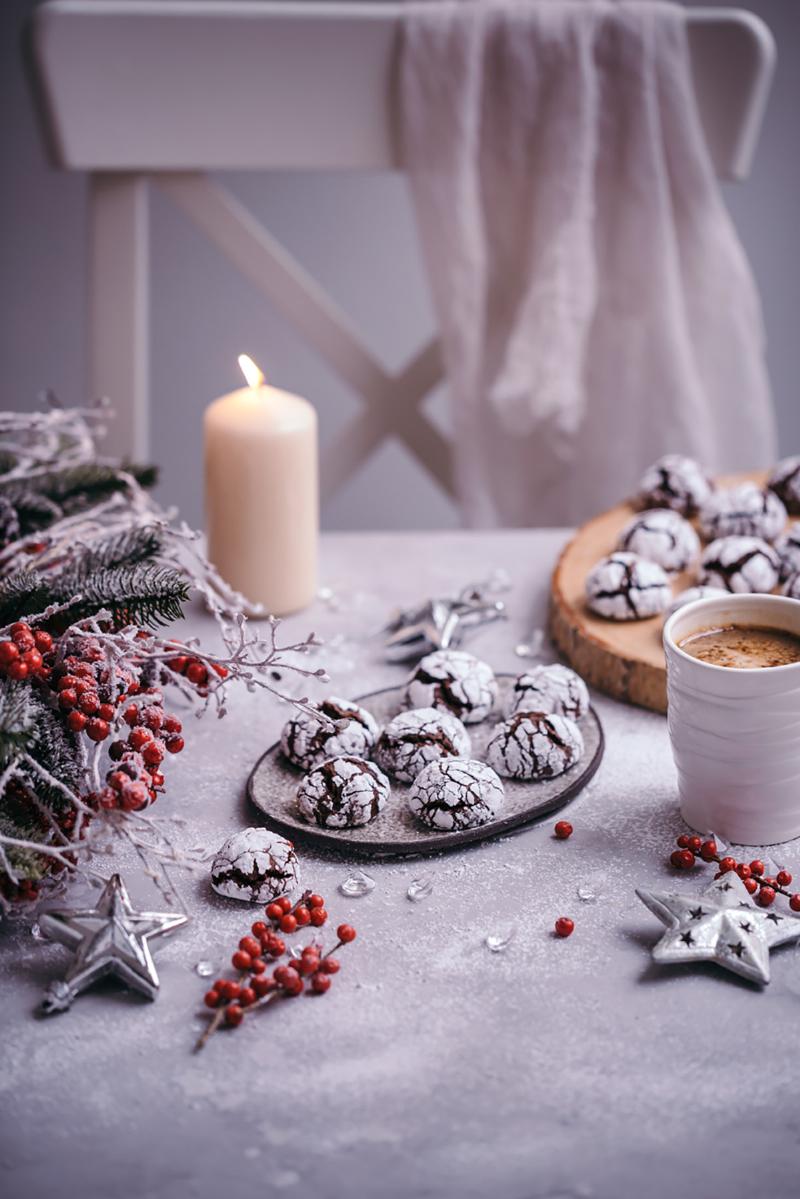 Enjoying Freshly Baked Cocoa Crinkle Cookies