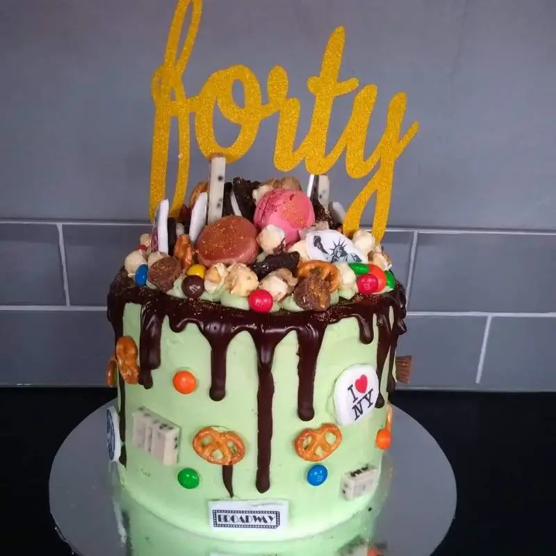 Completed Drip Cake with Decorations