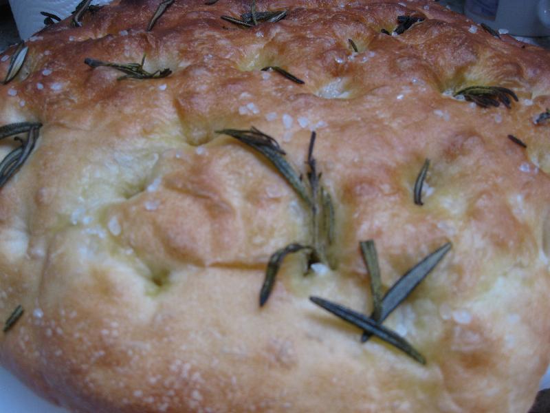 Freshly Baked Focaccia Bread with Rosemary and Sea Salt