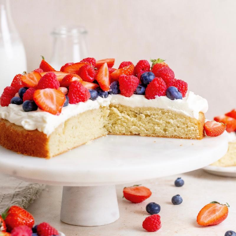 Fourth of July Vanilla Cake with Berries