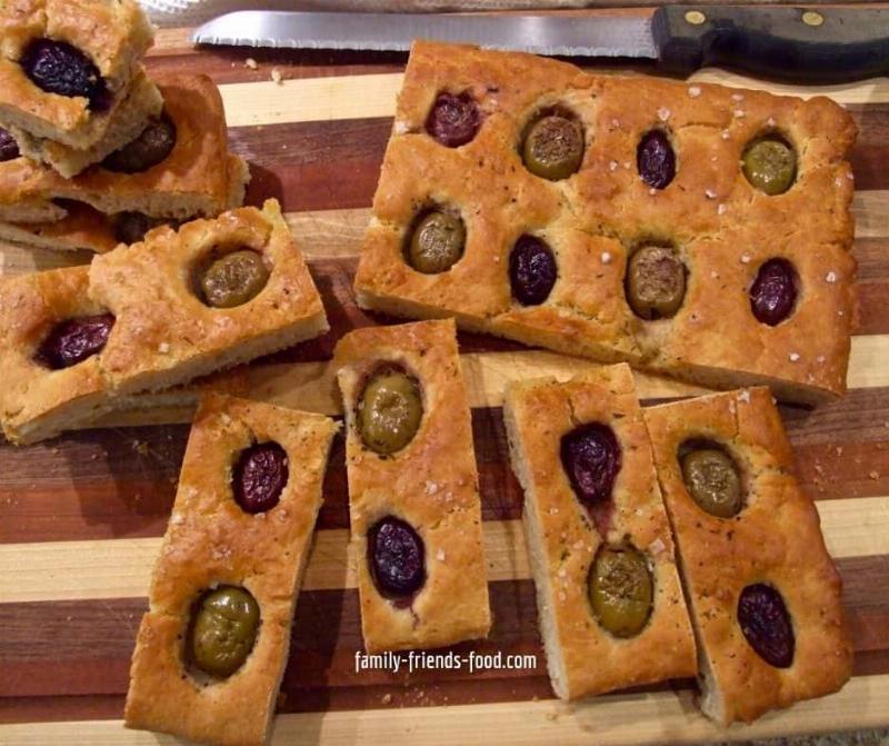 Freshly Baked Focaccia Bread on Cutting Board