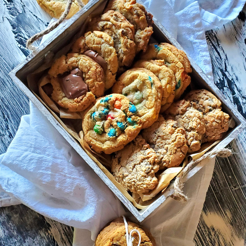 Assortment of Gluten-Free Cookies: Chocolate Chip, Peanut Butter, and Oatmeal Raisin