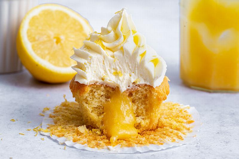 Gluten-Free Lemon Cupcake Batter in a Mixing Bowl