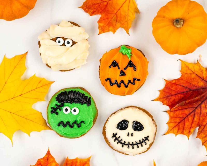 Halloween Pumpkin Spice Cookies with Cream Cheese Frosting