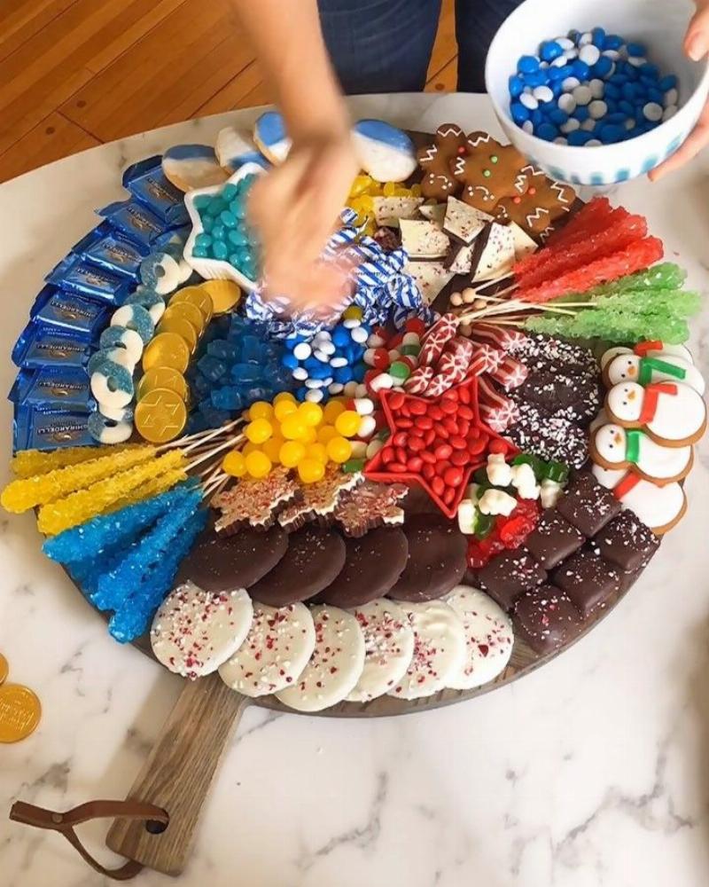 A platter of assorted Hanukkah cookies.