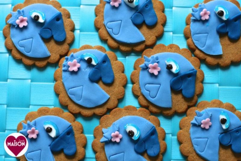 Hanukkah sugar cookies decorated with blue and white icing