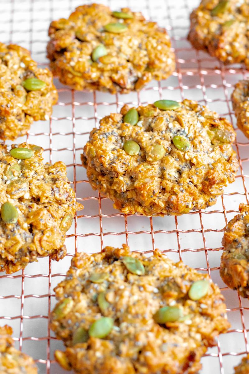 Assortment of Healthy Cookies on a Cooling Rack