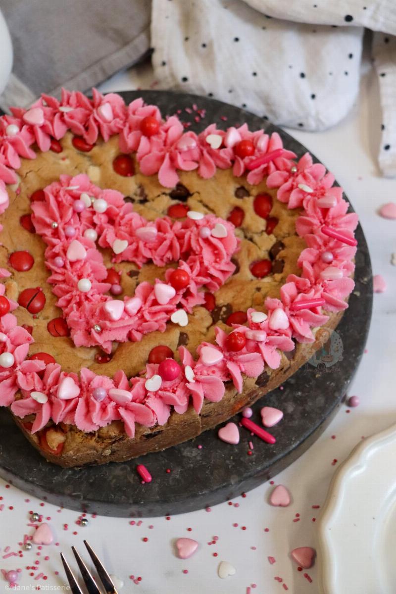 Heart Shaped Cookie Cake for Valentine's Day