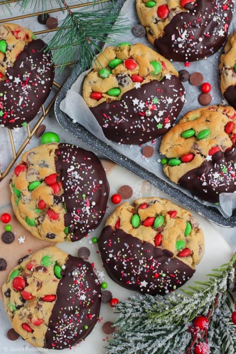 Holiday Chocolate Chip Cookies with Festive Sprinkles